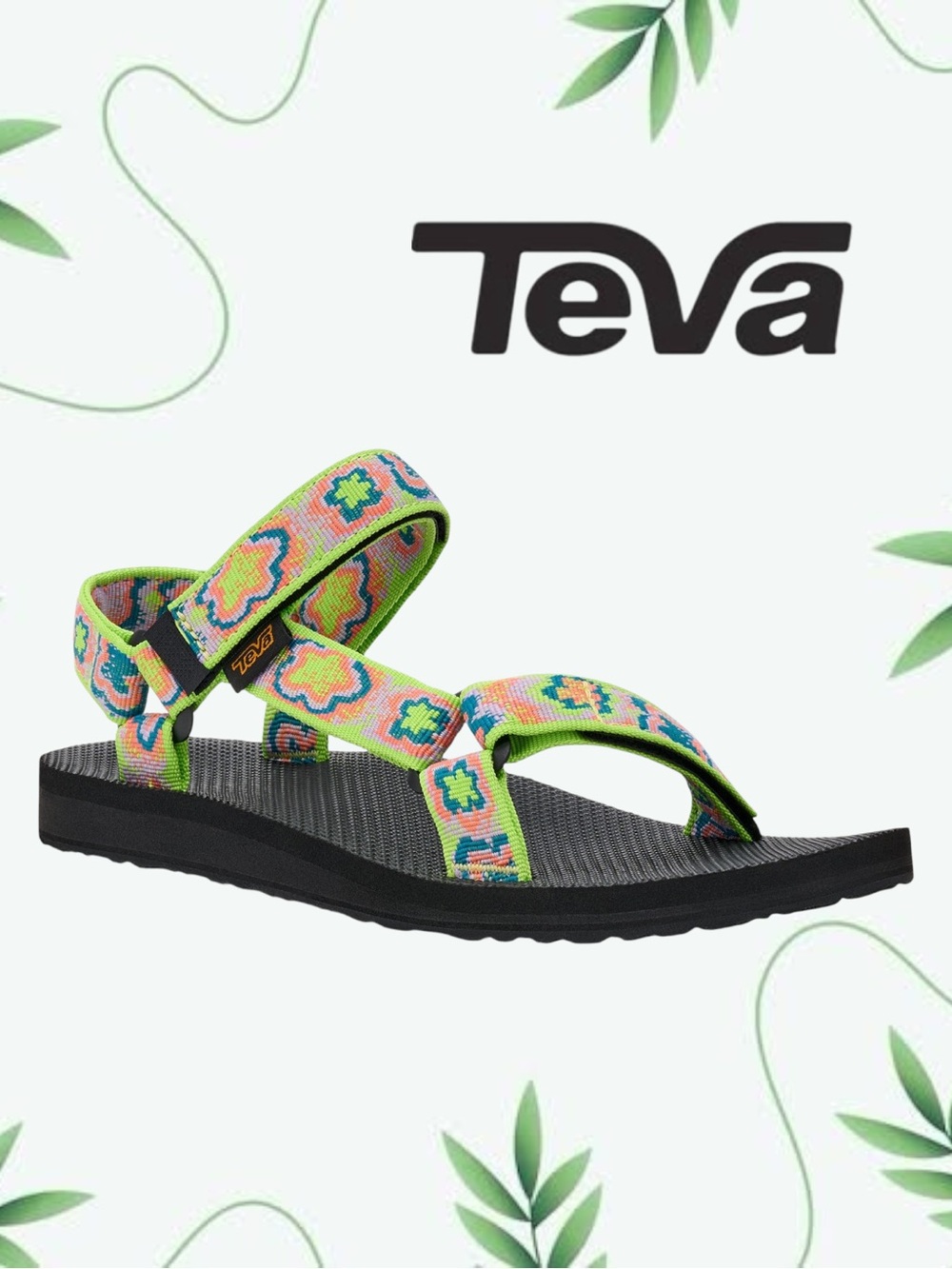 NIB Teva Original Universal Sandals - Vacation Neon Spring - Size 9